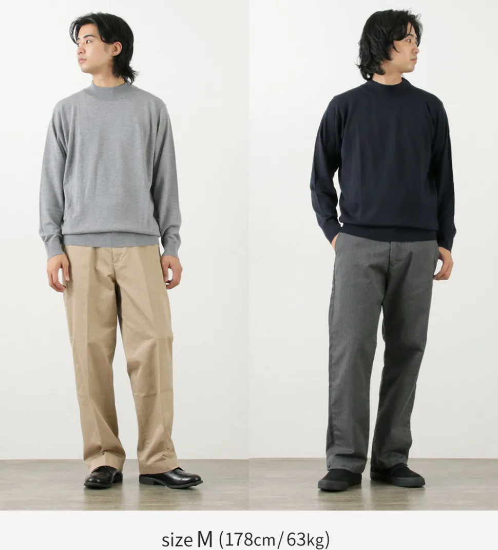 JOHN SMEDLEY / Merino Wool 24 Gauge Mock Neck Knit