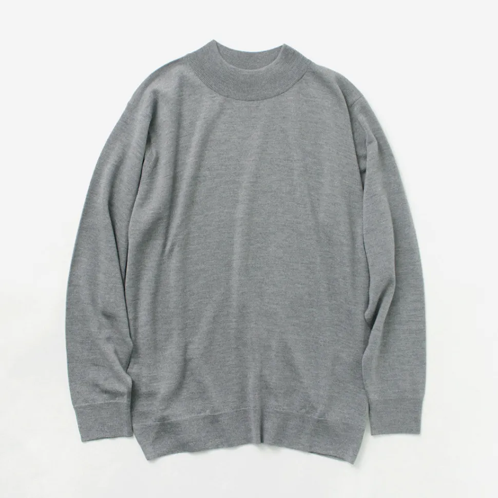 JOHN SMEDLEY / Merino Wool 24 Gauge Mock Neck Knit