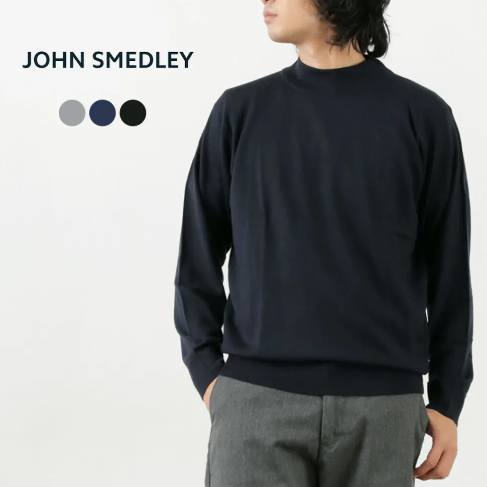 JOHN SMEDLEY / Merino Wool 24 Gauge Mock Neck Knit