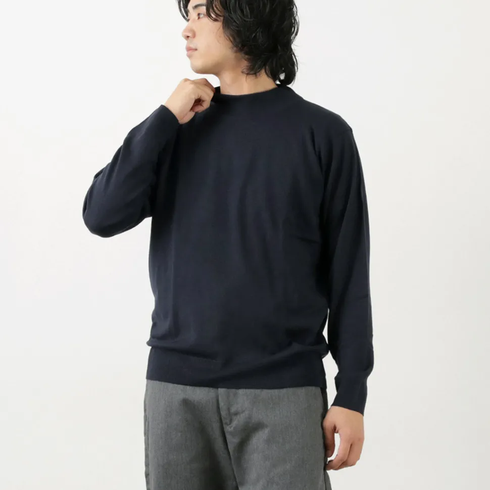 JOHN SMEDLEY / Merino Wool 24 Gauge Mock Neck Knit