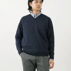 JOHN SMEDLEY / Merino Wool 30 Gauge 30 Gauge V-Neck Knit MODERN FIT