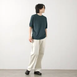 JOHN SMEDLEY / Sea Island Cotton 30 Gauge Crew Neck Knit