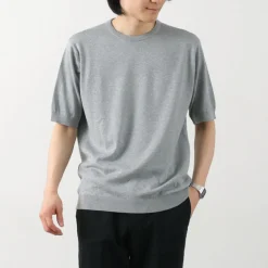 JOHN SMEDLEY / Sea Island Cotton 30 Gauge Crew Neck Knit