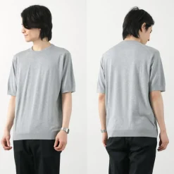 JOHN SMEDLEY / Sea Island Cotton 30 Gauge Crew Neck Knit