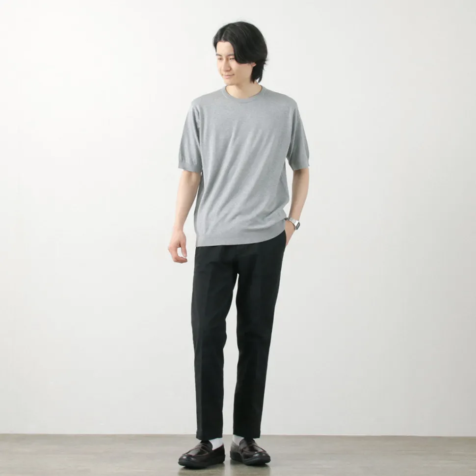 JOHN SMEDLEY / Sea Island Cotton 30 Gauge Crew Neck Knit