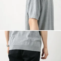 JOHN SMEDLEY / Sea Island Cotton 30 Gauge Crew Neck Knit