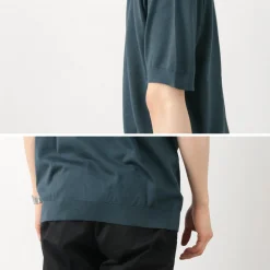 JOHN SMEDLEY / Sea Island Cotton 30 Gauge Mock Neck Knit