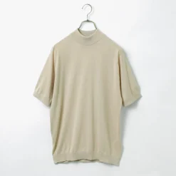 JOHN SMEDLEY / Sea Island Cotton 30 Gauge Mock Neck Knit