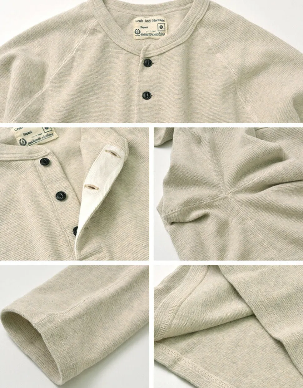 KEPANI / Henley neck long sleeve tee