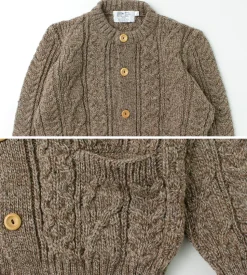 KERRY WOOLLEN MILLS / 5 Gauge 3 Ply Aran Cable Collarless Cardigan