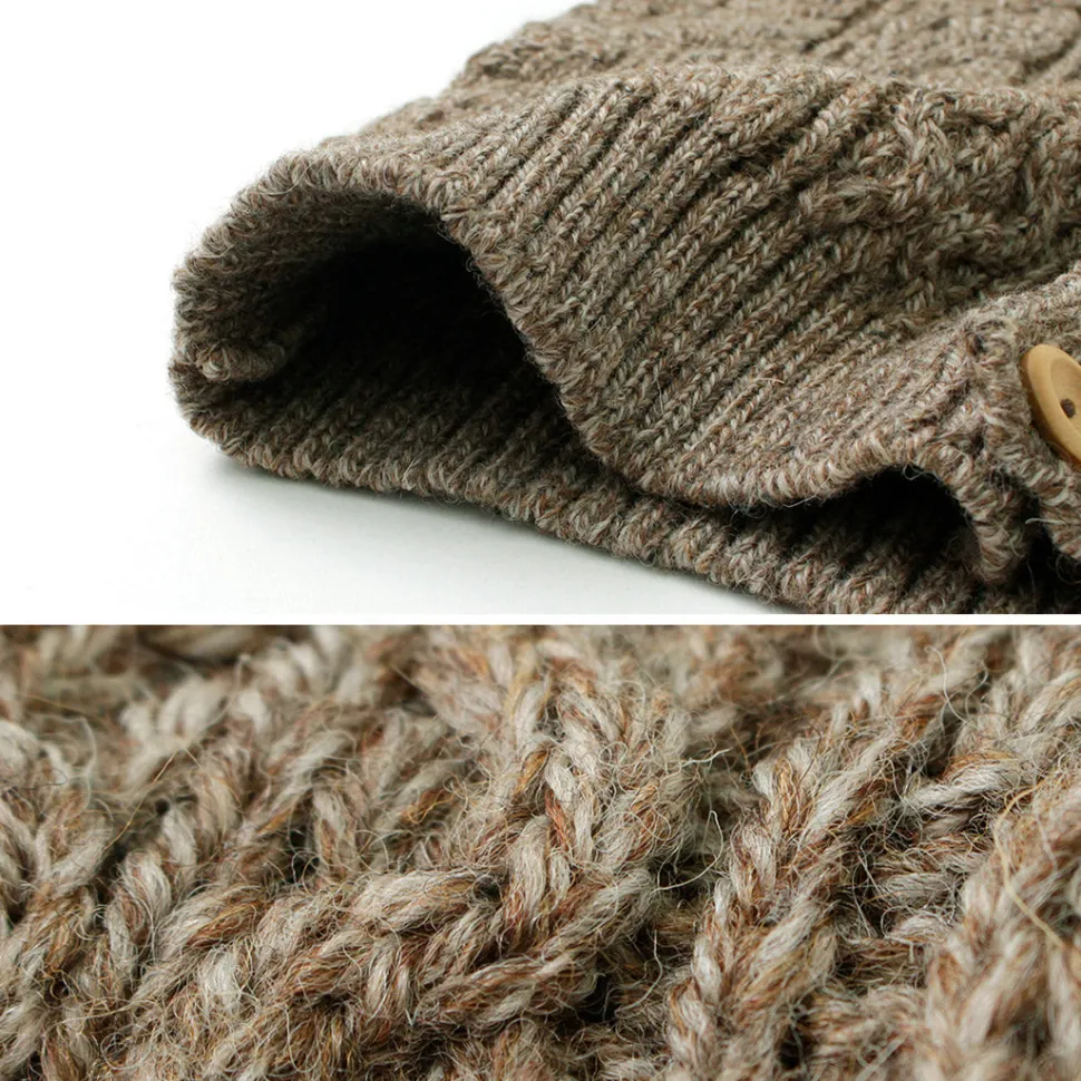 KERRY WOOLLEN MILLS / 5 Gauge 3 Ply Aran Cable Collarless Cardigan