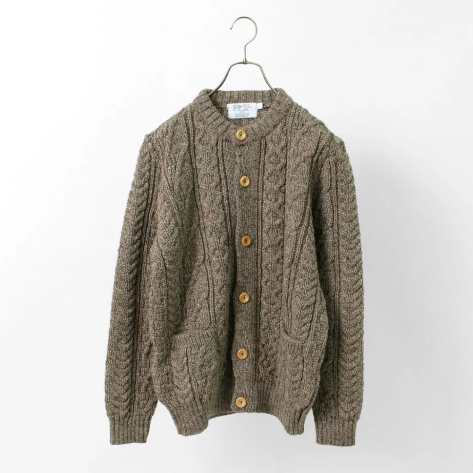 KERRY WOOLLEN MILLS / 5 Gauge 3 Ply Aran Cable Collarless Cardigan