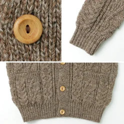 KERRY WOOLLEN MILLS / 5 Gauge 3 Ply Aran Cable Collarless Cardigan