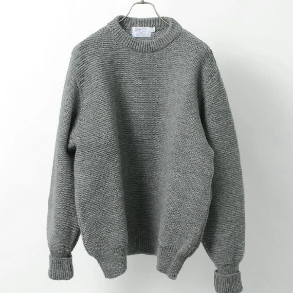 KERRY WOOLLEN MILLS / 5 Gauge 2 Ply Pearl Stitch Drop Shoulder Crew Neck Knit