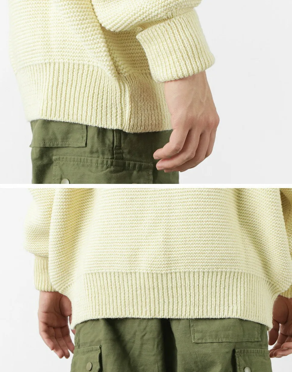 KERRY WOOLLEN MILLS / 5 Gauge 2 Ply Pearl Stitch Drop Shoulder Crew Neck Knit