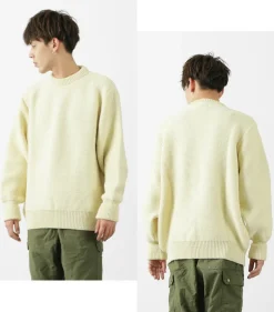 KERRY WOOLLEN MILLS / 5 Gauge 2 Ply Pearl Stitch Drop Shoulder Crew Neck Knit