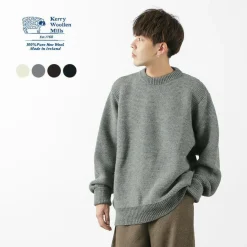 KERRY WOOLLEN MILLS / 5 Gauge 2 Ply Pearl Stitch Drop Shoulder Crew Neck Knit