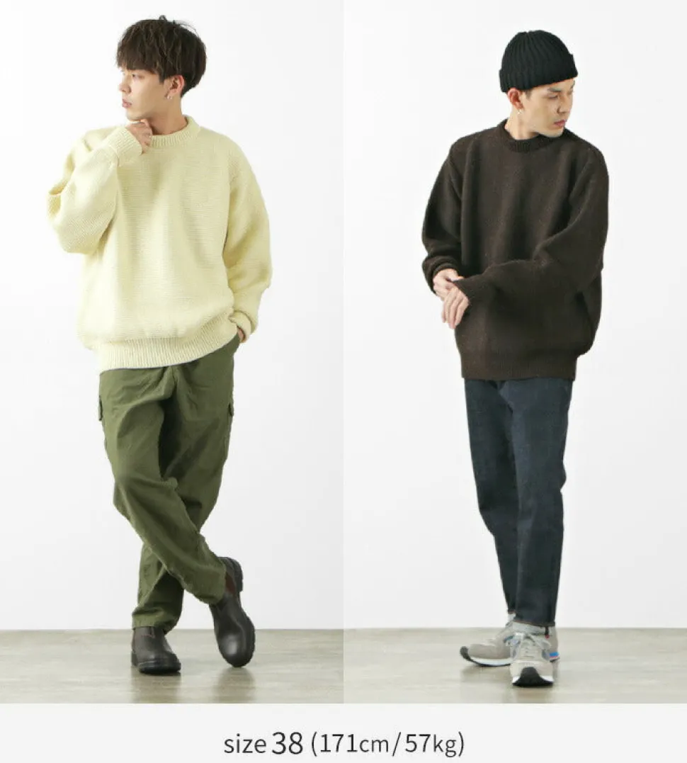 KERRY WOOLLEN MILLS / 5 Gauge 2 Ply Pearl Stitch Drop Shoulder Crew Neck Knit