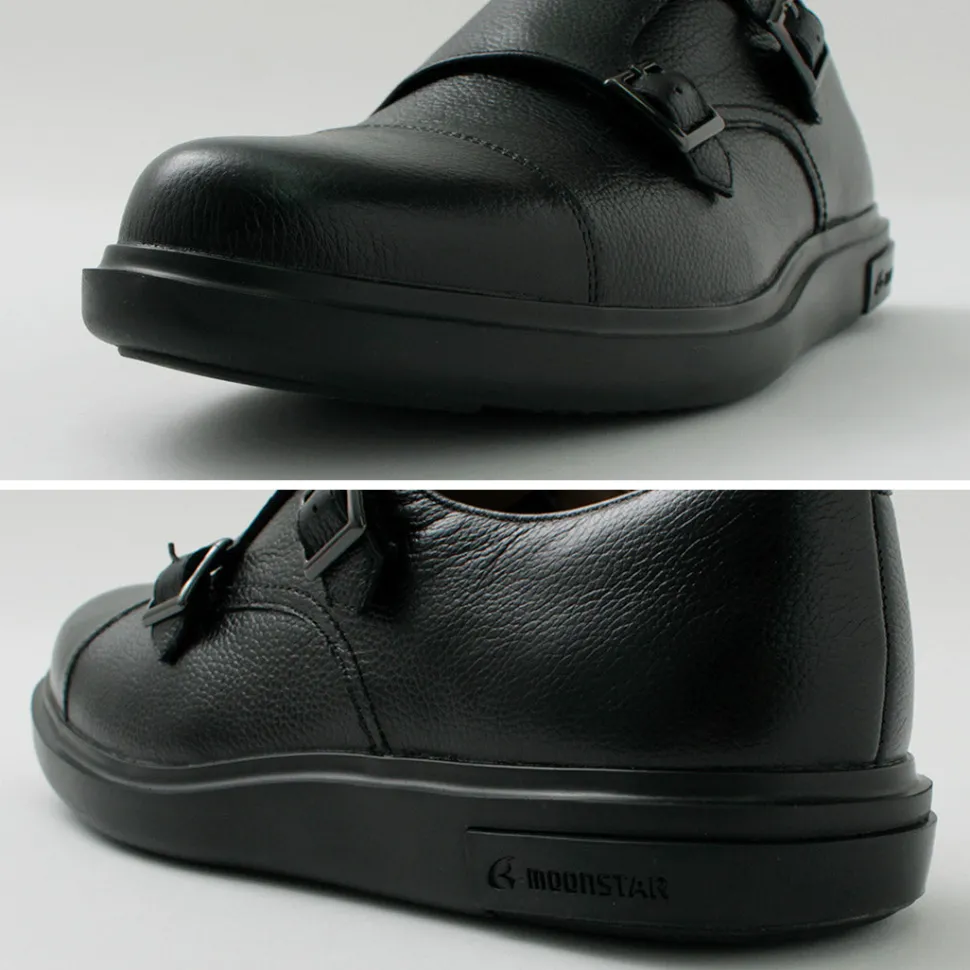 MOONSTAR / Breathable Waterproof Double Monk Strap Leather Shoes