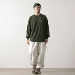 NANGA / Eco Hybrid Box Logo Embroidery Long Sleeve T-Shirt