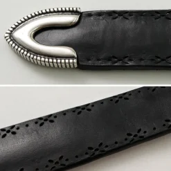 ORCIANI / Bull Soft punched leather belt with metal tip