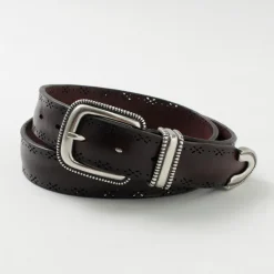 ORCIANI / Bull Soft punched leather belt with metal tip