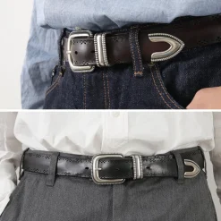 ORCIANI / Bull Soft punched leather belt with metal tip