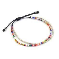PHADUA / 2 Strands Wax Cord (African Beads) Bracelet