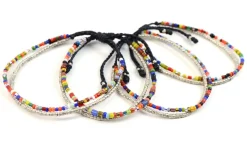 PHADUA / 2 Strands Wax Cord (African Beads) Bracelet