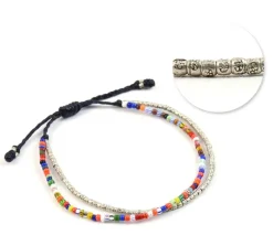 PHADUA / 2 Strands Wax Cord (African Beads) Bracelet