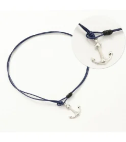 PHADUA / Anchor Leather Wrap Bracelet / Silver