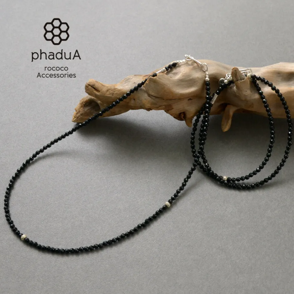 PHADUA / Black onyx bead necklace