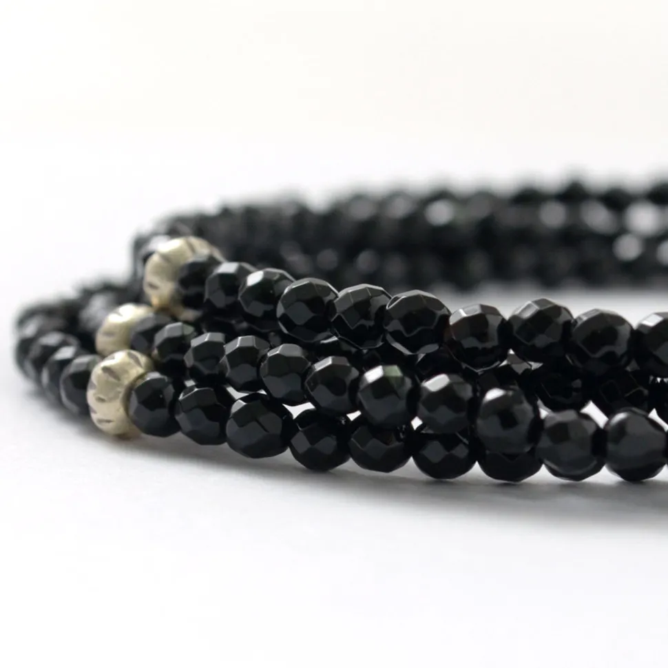 PHADUA / Black onyx (3mm) cut bead anklet adjuster