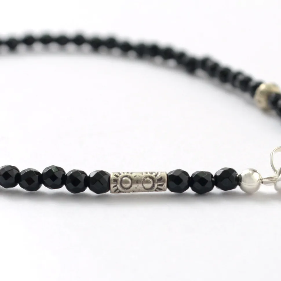 PHADUA / Black onyx (3mm) cut bead anklet adjuster