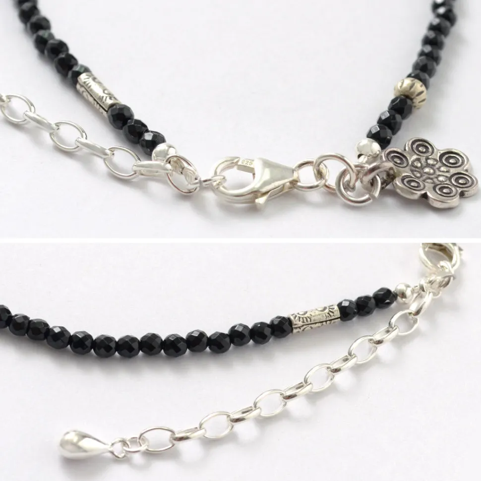 PHADUA / Black onyx (3mm) cut bead anklet adjuster