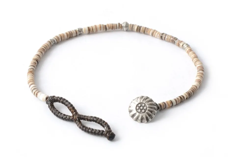 PHADUA / Brown Shell Beads Wax Cord Bracelet