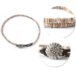 PHADUA / Brown Shell Beads Wax Cord Anklet