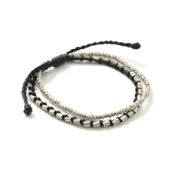 PHADUA / Double strand bracelet with silver waxed cord