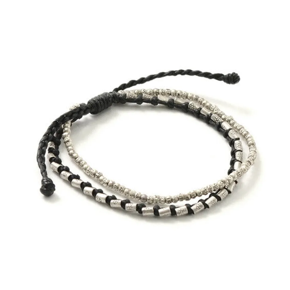 PHADUA / Double strand bracelet with silver waxed cord