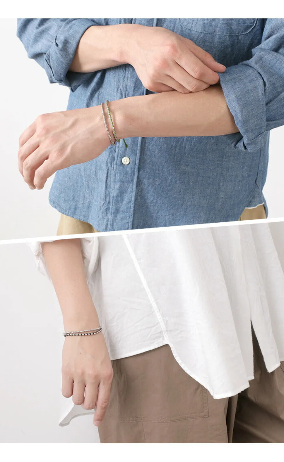 PHADUA / Double strand bracelet with silver waxed cord