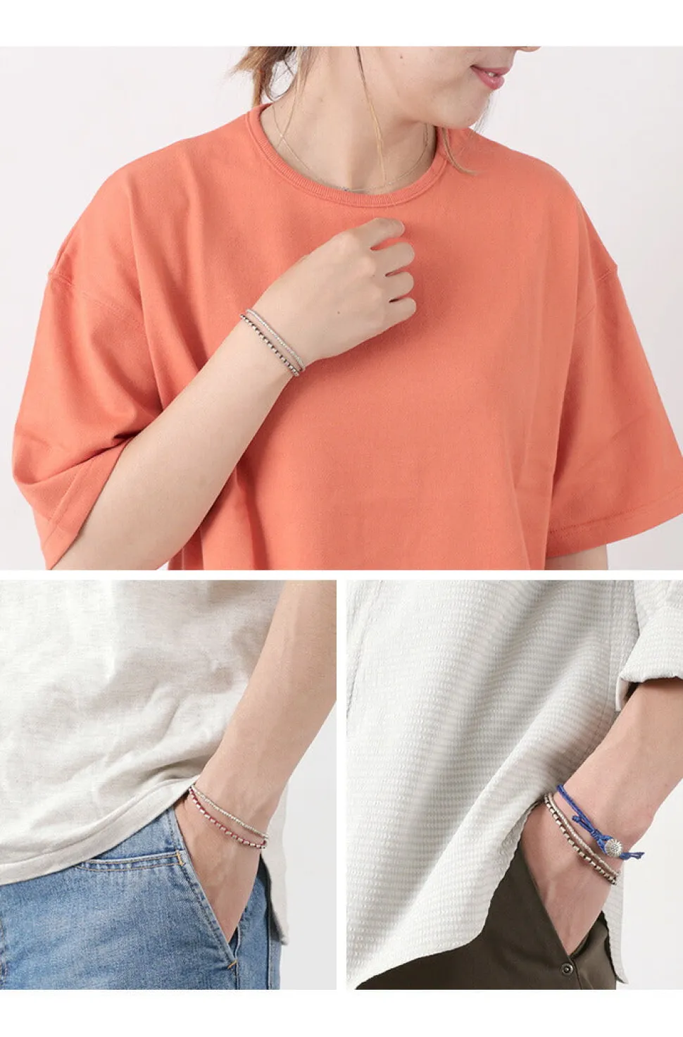 PHADUA / Double strand bracelet with silver waxed cord