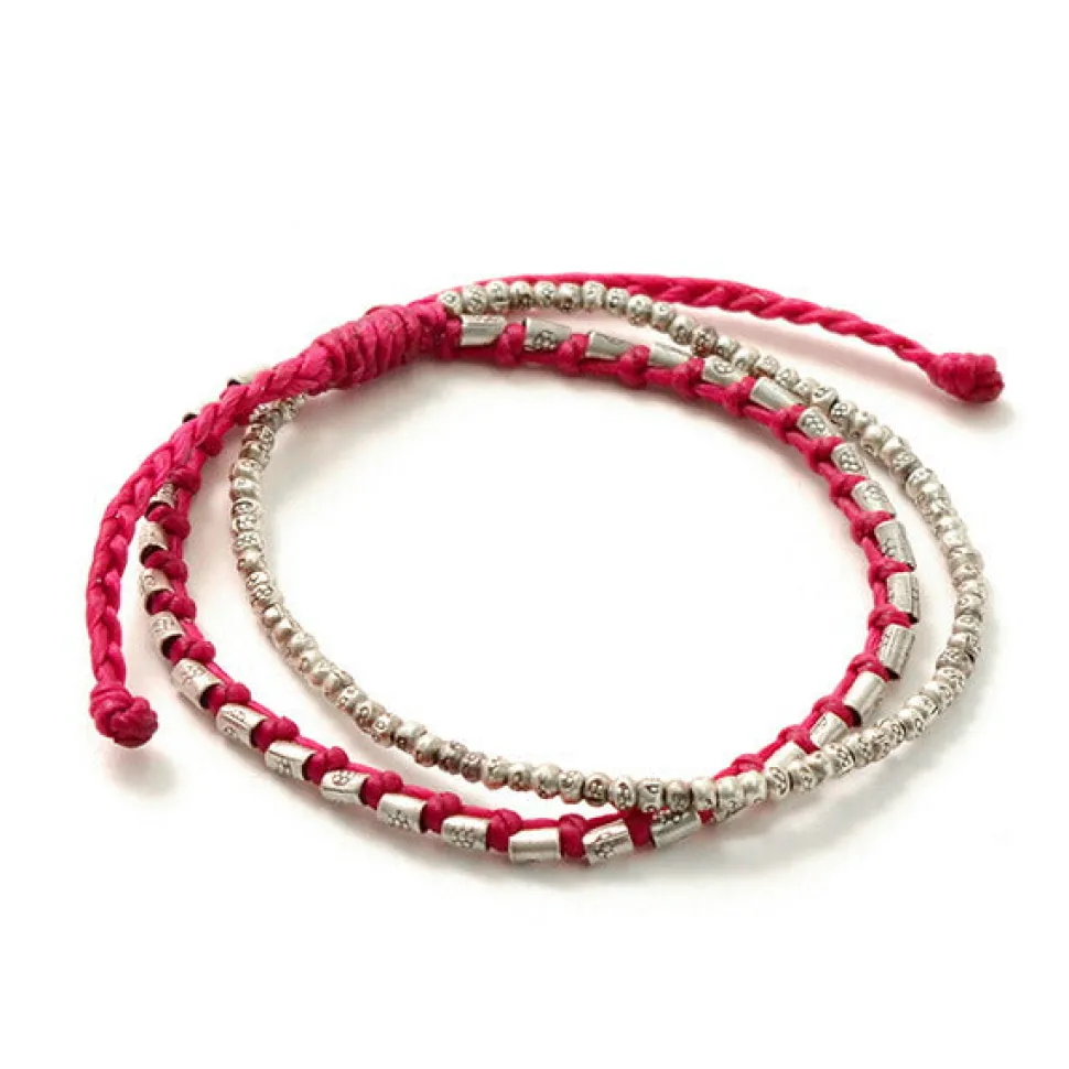 PHADUA / Double strand bracelet with silver waxed cord