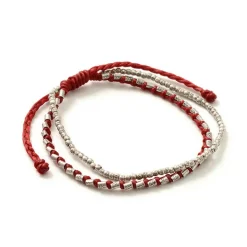 PHADUA / Double strand bracelet with silver waxed cord
