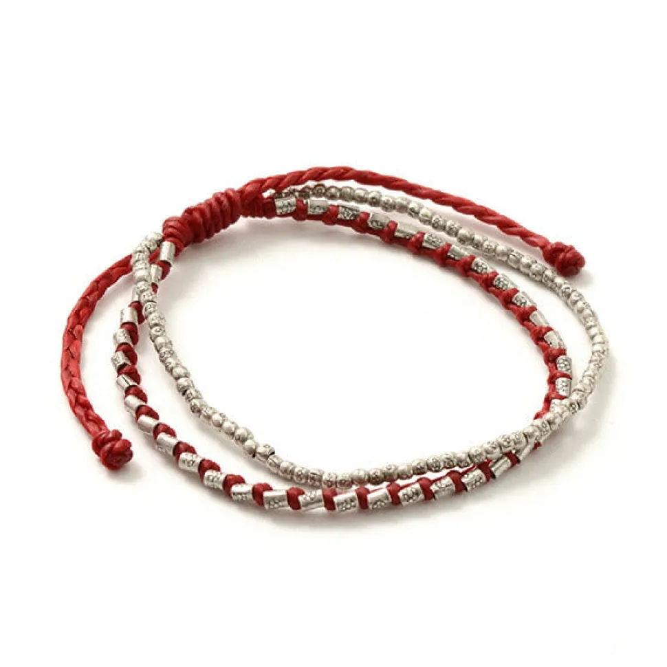 PHADUA / Double strand bracelet with silver waxed cord