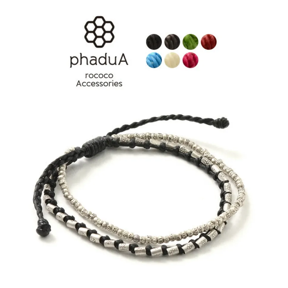 PHADUA / Double strand bracelet with silver waxed cord