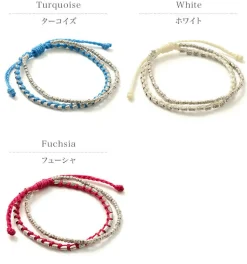 PHADUA / Double strand bracelet with silver waxed cord