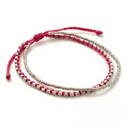 PHADUA / Double-Strand Anklet with Silver Wax Cord