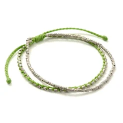 PHADUA / Double-Strand Anklet with Silver Wax Cord