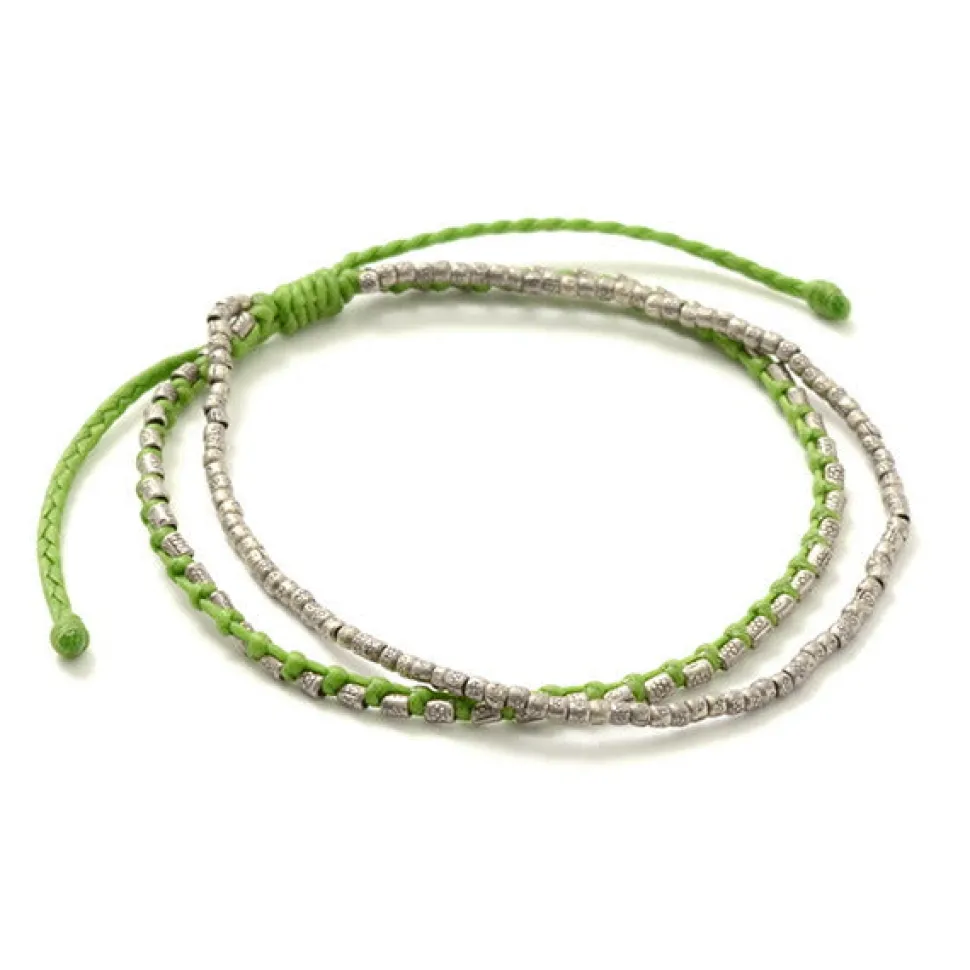 PHADUA / Double-Strand Anklet with Silver Wax Cord
