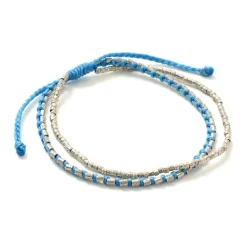 PHADUA / Double-Strand Anklet with Silver Wax Cord